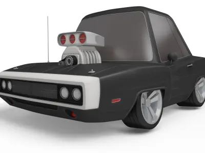 generic muscle cartoon car  3D model