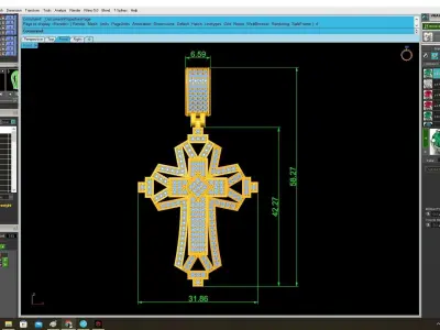 luxury diamond cross pendant 3943 3D print model