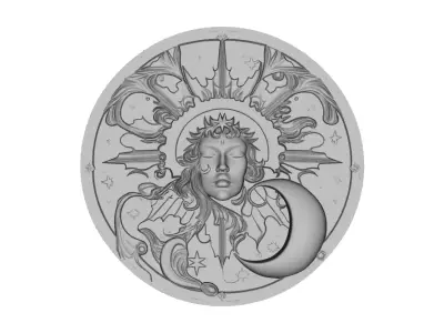 Celestial Goddess Medallion 3D Model for Jewelry Pendant Design 3D print model