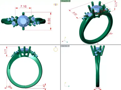 solitaire with small stone on side   3D print model