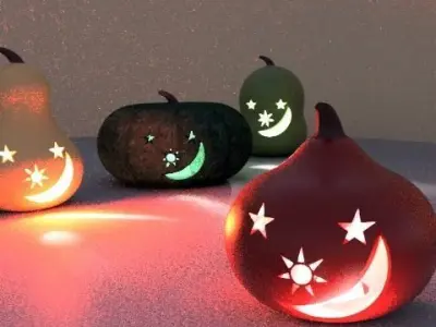 Pumpkin light Sun Moon and Stars 3D print model