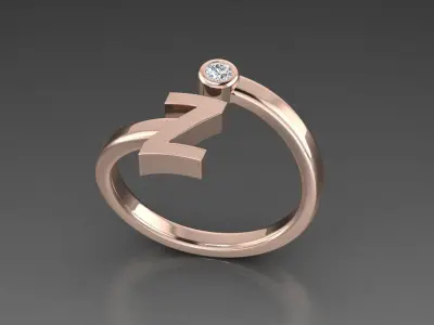 Jewelry Alphabet Ring Z 3D print model
