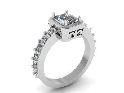 Emerald Earring Ring Set 2411 3D print model