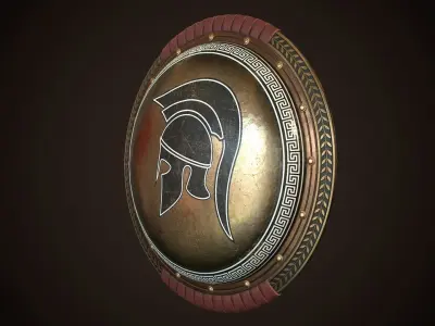 Hoplite Shield Helm Low-poly 3D model