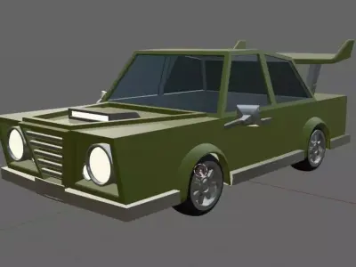 Low-poly Green Old Car Free low-poly 3D model