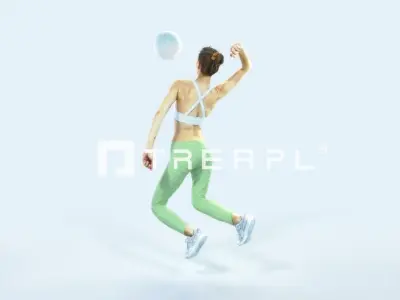 Beauty 17K Jumping Smashing Sports Volleyball Woman Low-poly 3D model