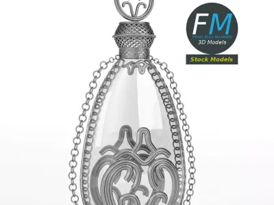 Cruet glass bottle with chain 3D model