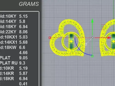 Elegant Pearl Heart Stud Earrings Diamond 3D print model