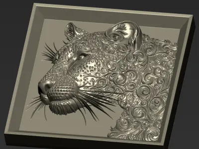 Decorated Leopard Head A71 3D print model
