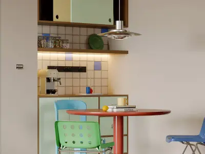 modern living room dining room interior scenes  3D model