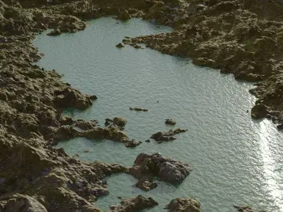 river lake in middle of mountain Free 3D model