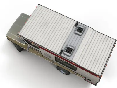 Generic American pickup camper 1982 Low-poly 3D model