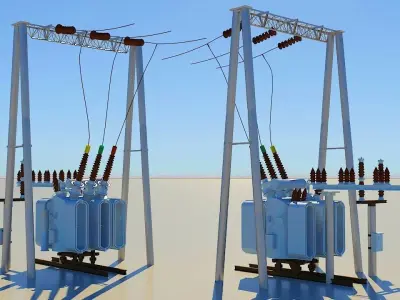 Substation equipment 3D Model Low-poly 3D model