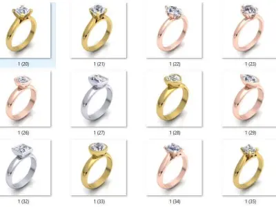 108 Solitaire Woman Ring 3d Model Print  3D print model
