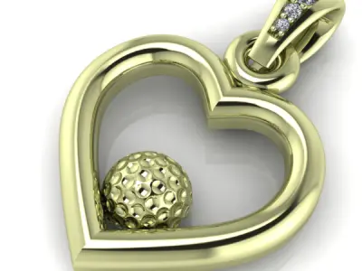 Golf Ball Heart Pendant 3D print model