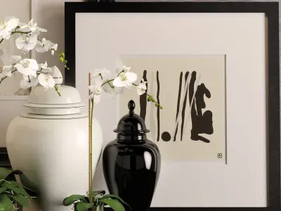 Decoration set 1 table with two vases and lamp 3D model