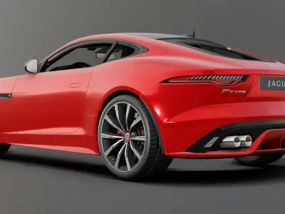 Jaguar F type Red Animated and Rigged Low-poly 3D model