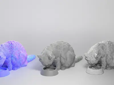 Fluffy cat 22 Low-poly 3D model