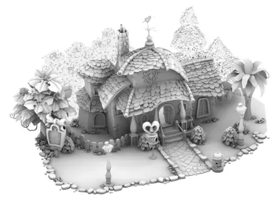 Game Cartoon - Minnie Cabin 02 3D model