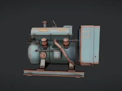 Industrial diesel engine generator unit 3D model