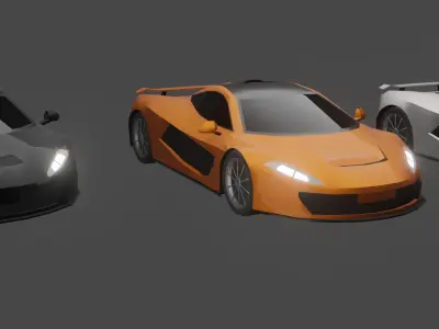 3 cars model Low-poly 3D model