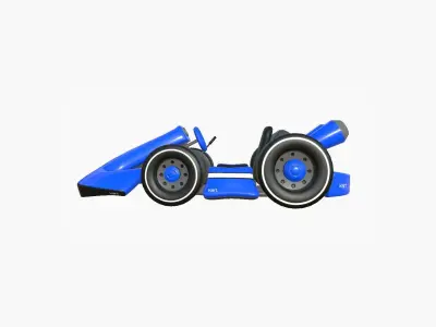 Cartoon Kart D02 Blue - Vehicle Racing Design Low-poly 3D model