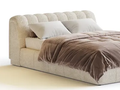 Salami Queen Bed - Maya Cream Boucle 3D model