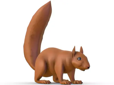 High Poly Forest Wild Red Squirrel Low-poly 3D model