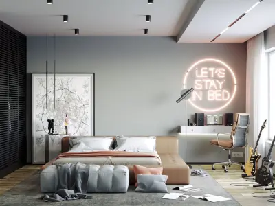 Modern  Bedroom interior scene 3d model - Corona renderer - C4D 3D model