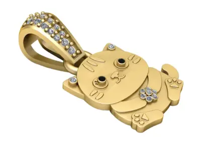 CUTE DIAMOND CAT PENDANT 3D PRINTABLE MODEL  3D print model