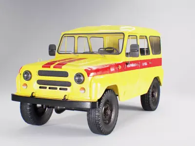UAZ 3151 Emergency Service version Low-poly 3D model