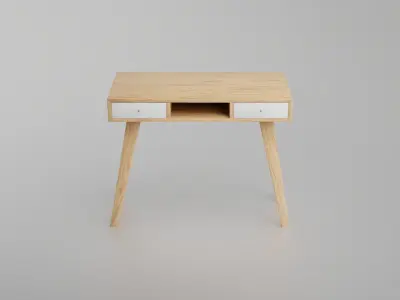 Scandinavian desk with drawers Low-poly 3D model