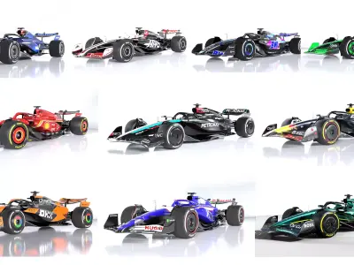 F1 2024 Car PACK Low-poly 3D model