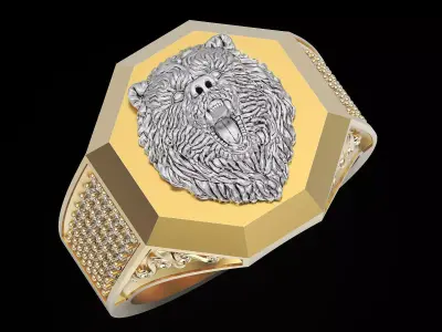 Bear Face man Ring Sculpture jewelry Gold 3D print model