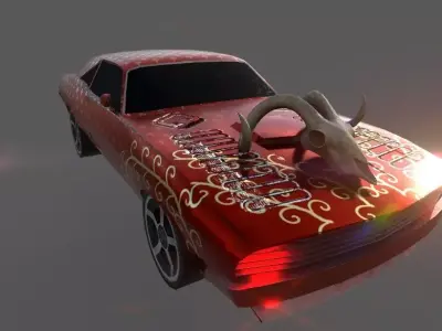 game ready car muscle with skulls Low-poly 3D model