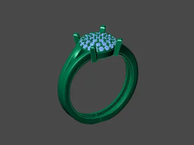Womens Rings With Stone Ring Ready STL 3DM Models Rings women 3D print model 27