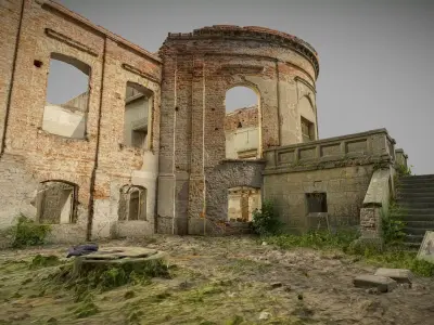 Old ruined baroque palace 3D model