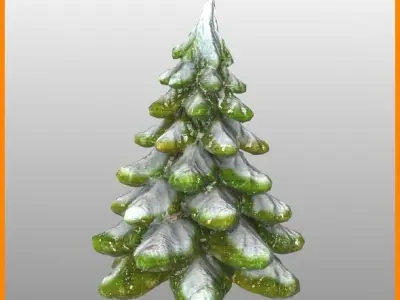 Wood Carved Fir Trees 3D model