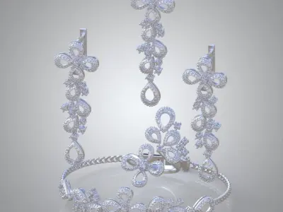 My Ring Bracelet Earring and Pendant Set 3D printable model 0001 3D print model