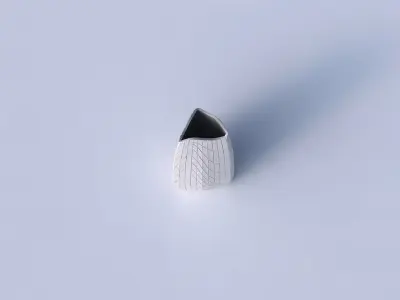Vase curved tipping triangle with wavy grid plates 3D print model