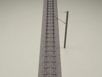 Train Track Electrified 3D model