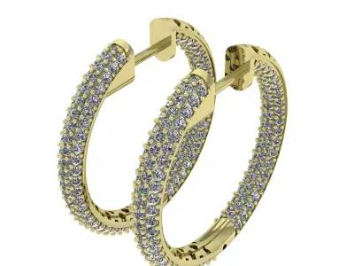 1inch Honeycomb Inside-Outside Diamond Hoop Earrings 3D print model