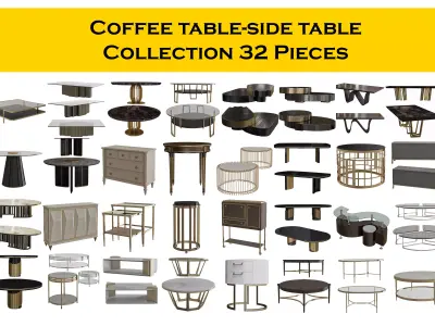 Coffee table-side table Collection 32 Pieces 3d model 3D model