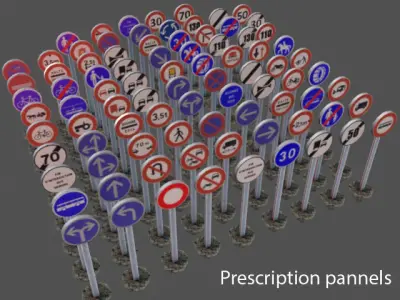 231 Road signs Low-poly 3D model