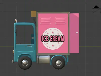 Stylized Cartoon Truck  Ice Cream Delivery Low-poly 3D model
