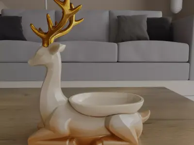 Christmas Deer Organizer Candy Holder STL 3D print model