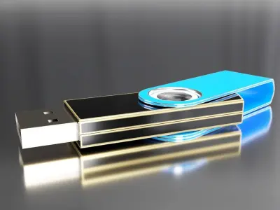 Usb stick with and without Texts and Low Poly Low-poly 3D model