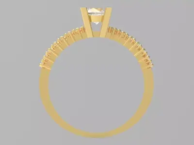 Elegant Gold Engagement Ring with Diamond Center  3D print model