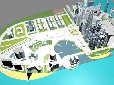 Modern urban high-rise buildings building ancillary buildings 3D model