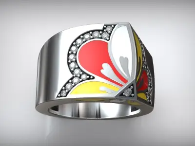Colored Enamel Fashion Luxury Ring Free 3D print model